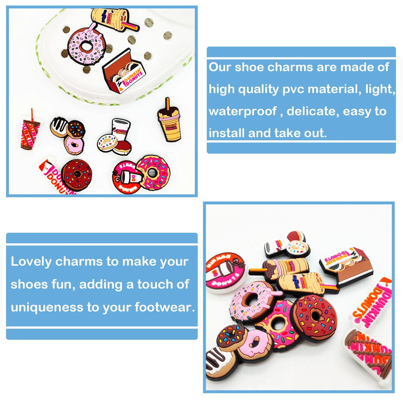 Shoe Charms For Shoe Decoration 11Pcs Cute Food Cartoon Donuts Milk Tea Charms Premium Quality Popular Charms Accessories