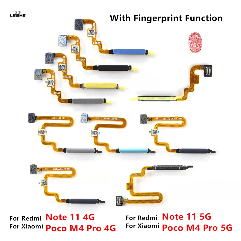 

For Xiaomi Poco M4 Pro / For Redmi Note 11 5G 4G Home Power Button Fingerprint Touch Id Sensor Connector Flex Cable