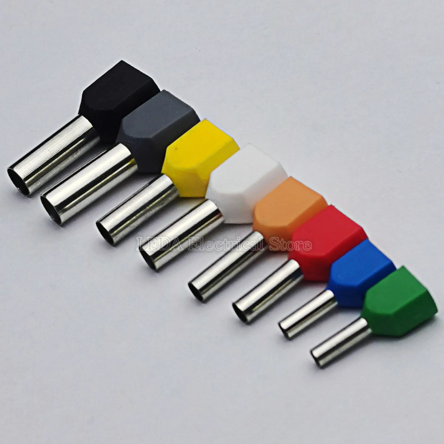 100PCS 1.5~16.0² TE1512 TE2510 TE2513 TE4012 ouble pipe cold pressed end double line tube shaped insulated tubular terminal