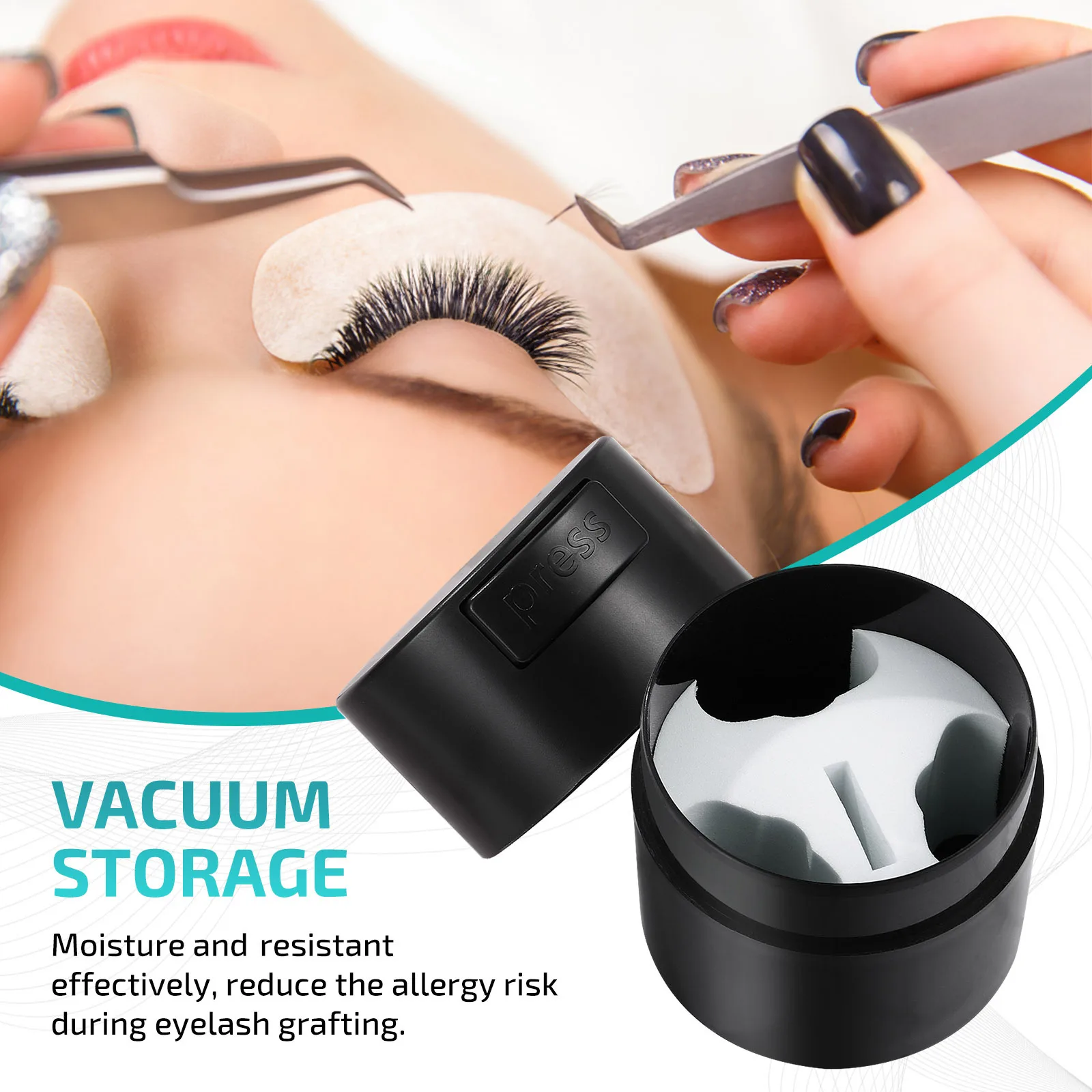 まつげ接着剤収納ボックス プレミアムポータブル密閉容器 エクステンション接着剤用 真空シール技術 漏れ防止