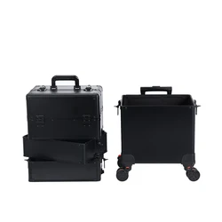 Professional Beauty Rolling 4 in 1 Large Makeup Cosmetic Case on Wheels Makeup Case with Dividers for Makeup Artist