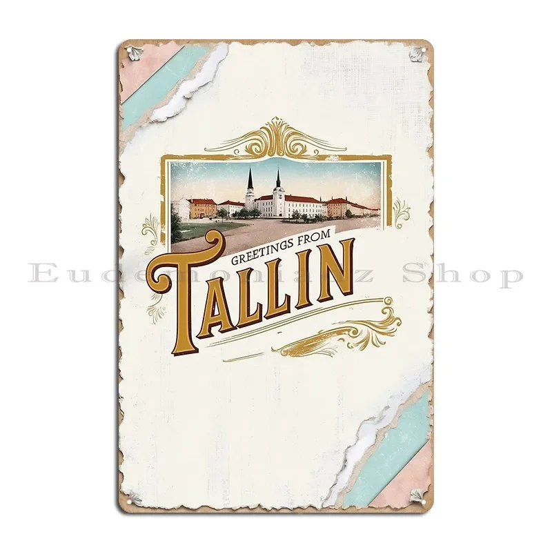 Greetings From Tallin Vintage Travel Retro Postcard Design Metal Sign Cinema Club Create Bar Kitchen Tin Sign Poster
