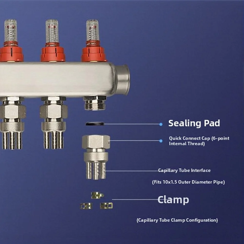 Copper Water Distributor Capillary Tube Connector Manifold Capillary Joint Even Heat Dissipation Underfloor Heating Adapter