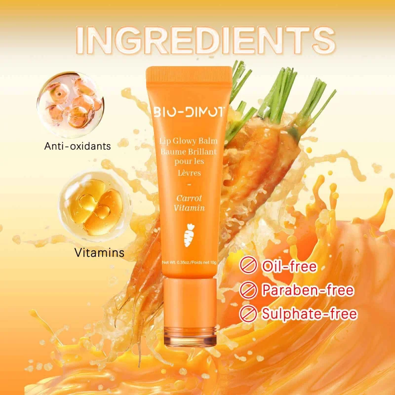 

Carrot and Fruit Lip Balm Provides Long - Lasting Moisture Hydration Color - Changing Lipstick - like Effect