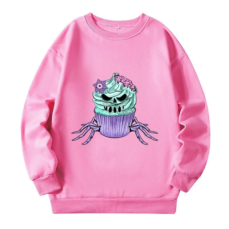 Spooky-moletons gráficos em tamanho grande para mulheres, impressão divertida, tops femininos, streetwear Y2K, moda, tamanho grande, outono, primavera