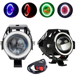 MINI U7 Fog Lights Motorbike Front Spotlight ATV 12v Car Work Light LED Angel Eye Motorcycle Headlight Auxiliar Driving Lamp