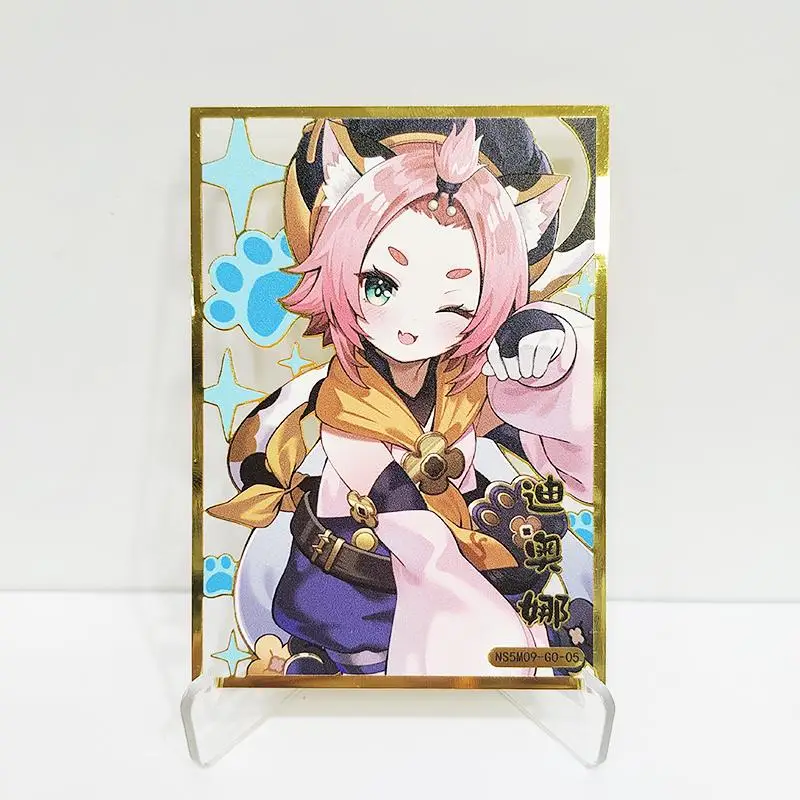 Goddess Story Genshin Impact Klee Nahida Diona Anime Character Bronzing Game Collection Flash Card Cartoon Toys Christmas Gift