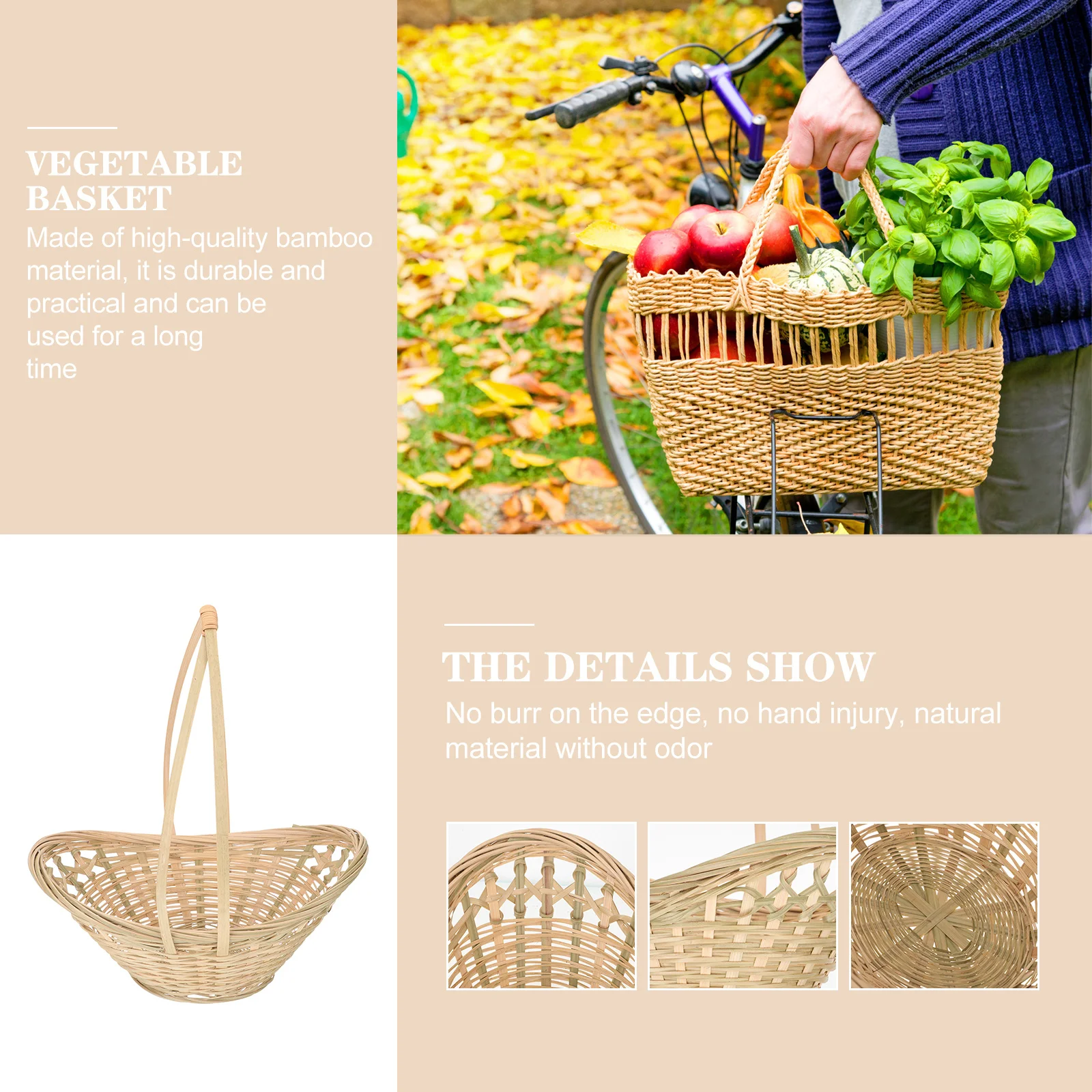 

Premium Bamboo Woven Basket Creative Handmade Portable Multi-Purpose Baskets Wedding Bridal Shower Decor Bamboo Woven Basket