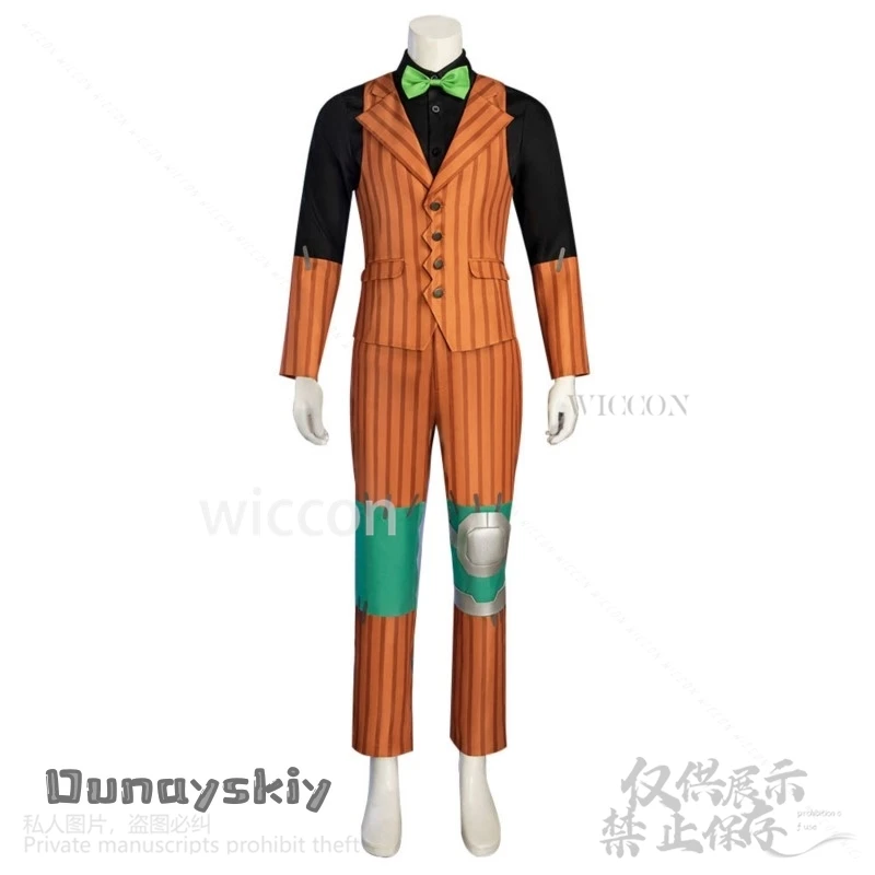 أنيمي فروي مون ليجيندز تأثيري AZ زي البرتقال شريط موضة الدعاوى سترة الأخضر ربطة القوس فيونكة طويلة الأبيض الباروكات هالوين الدعاوى