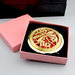 Retro Hollow Makeup Mirror with Gift Box Metal Pocket Double-Sided Mirror Compact Cosmetic Vintage Vanity Portable Beauty Tools