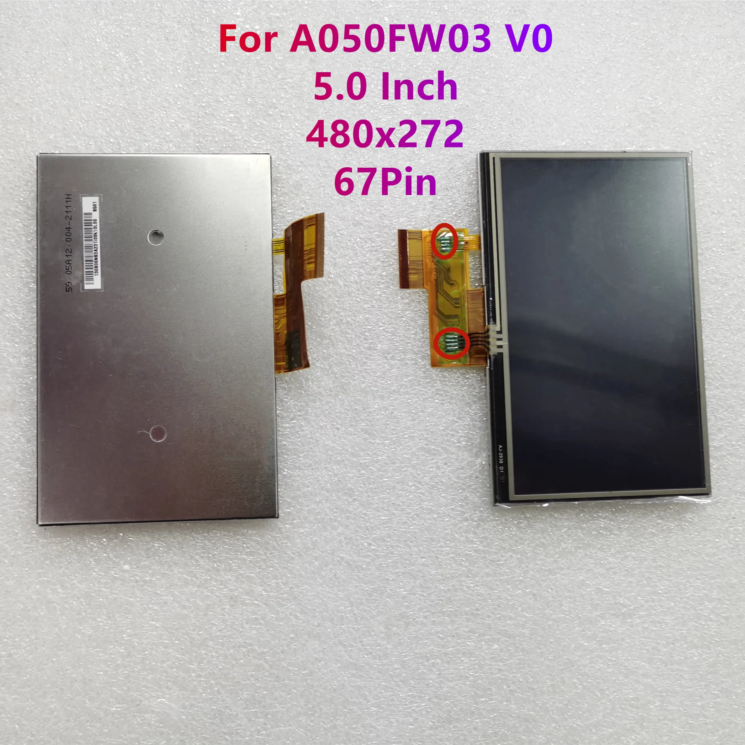 For 480*272(RGB) 5.0 Inch 67Pin A050FW03 V0 LCD Screen With Touch Screen For Garmin GPS LCD Display 100% Tested