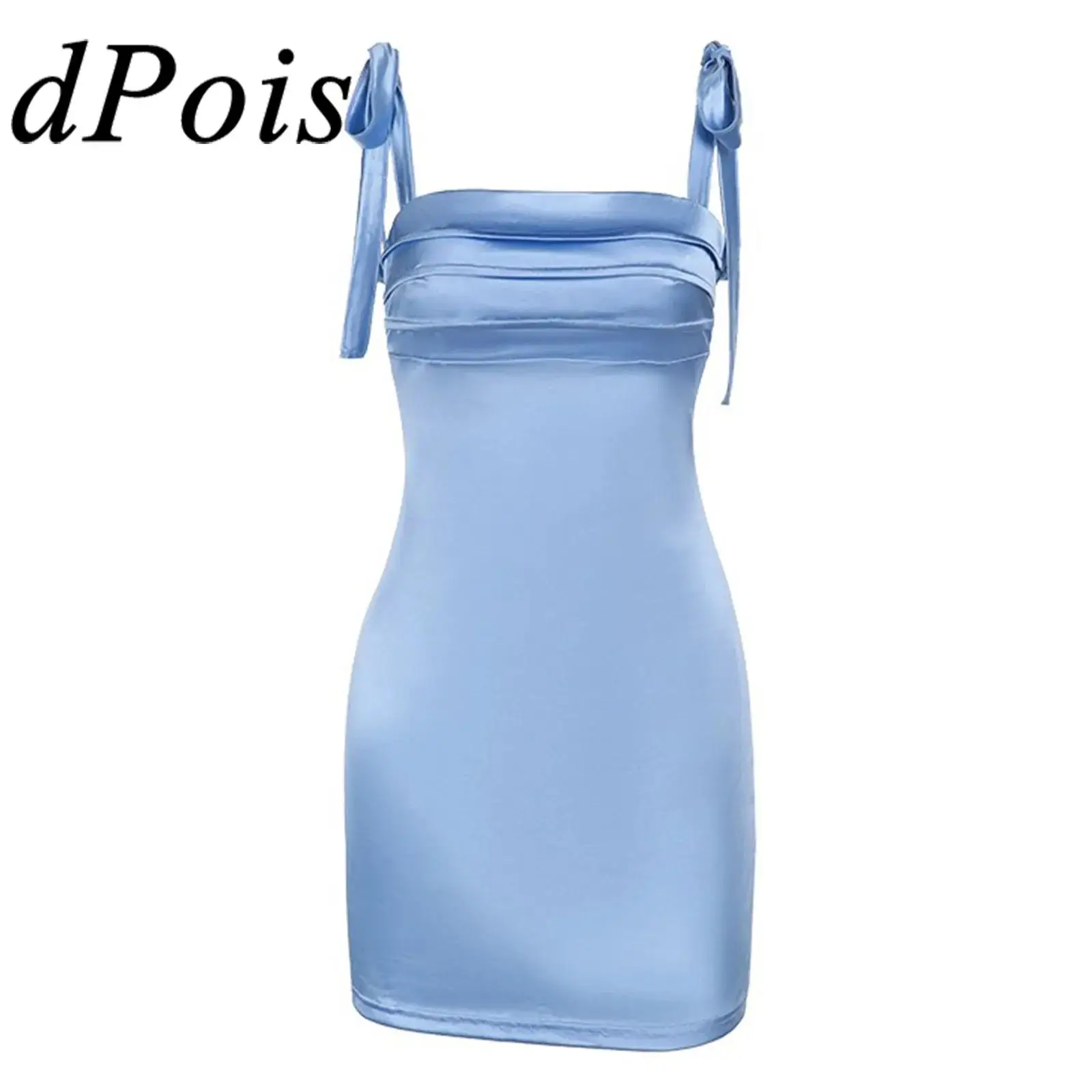 Womens Bodycon Mini Dress Backless Vestidos Lace-up Shoulder Straps Ruched Pleated Mini Dress for Homecoming Party Proms Dress