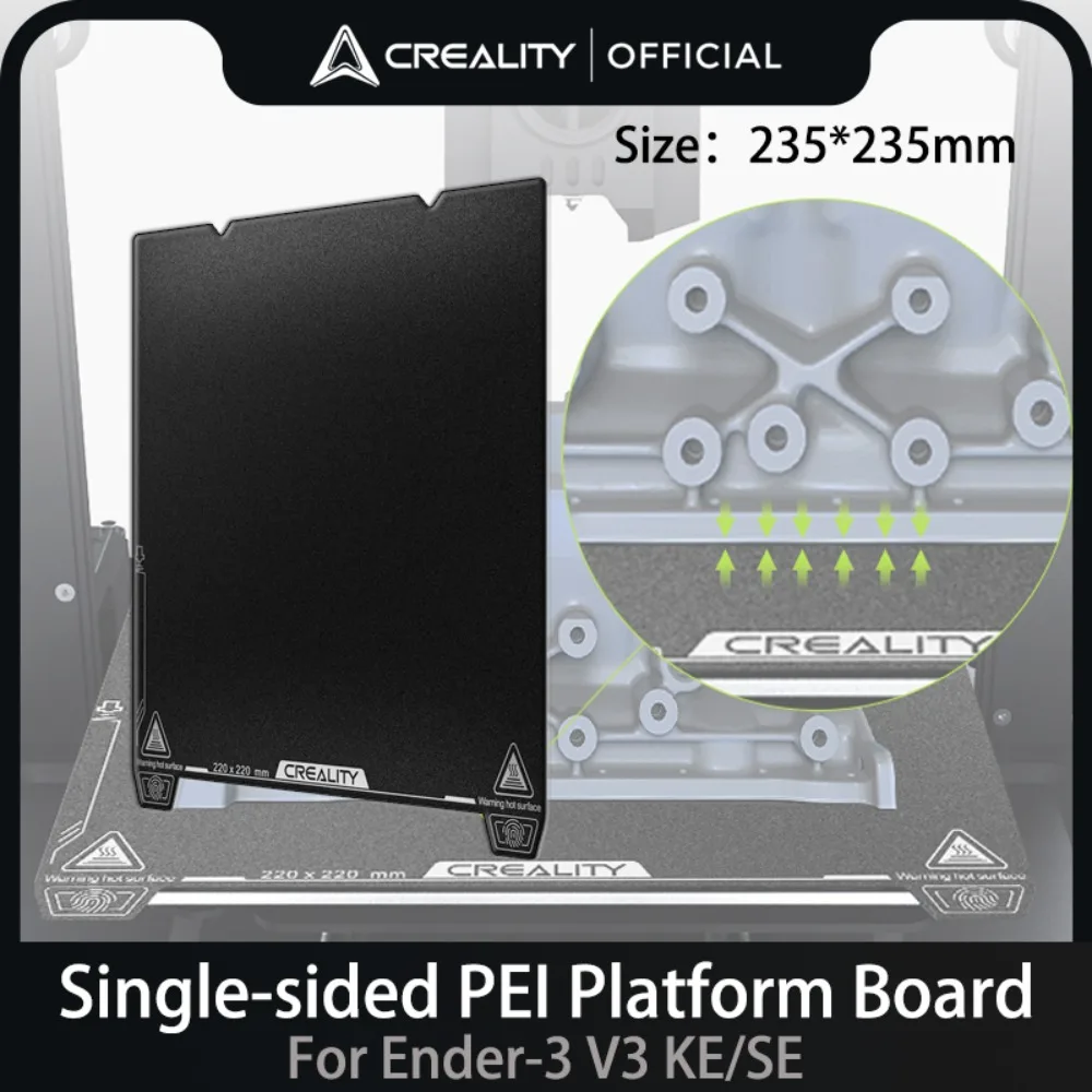 

Официальная односторонняя платформа Creality PEI для Ender-3 V3 KE/SE 235x235 мм, плентированная рабочая пластина из ПК, аксессуары для 3D-принтеров