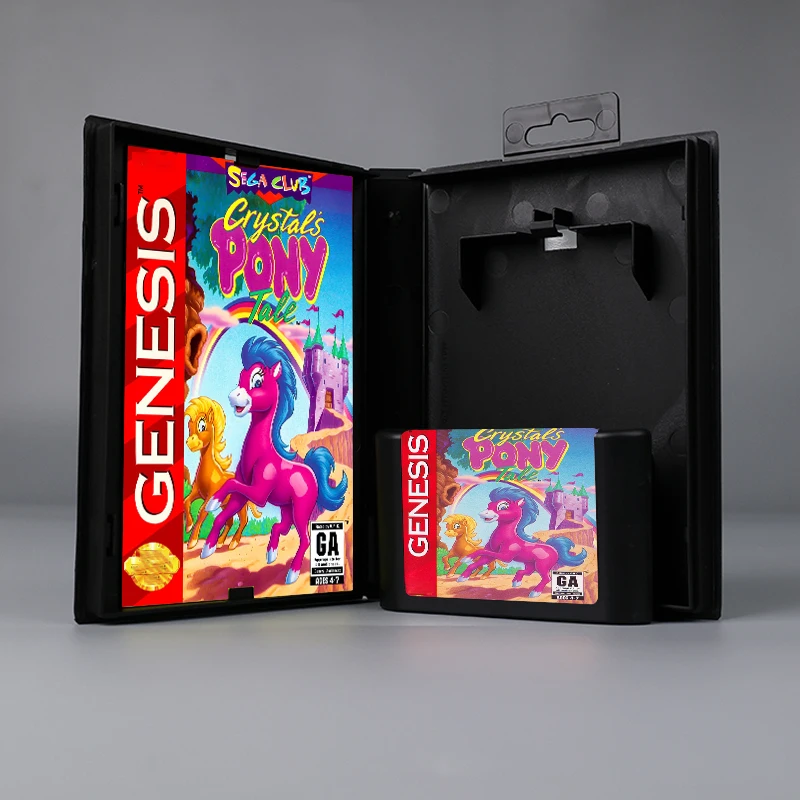 

Crystal's Pony Tale USA cover 16bit MD game card +box manual for Sega Genesis Megadrive