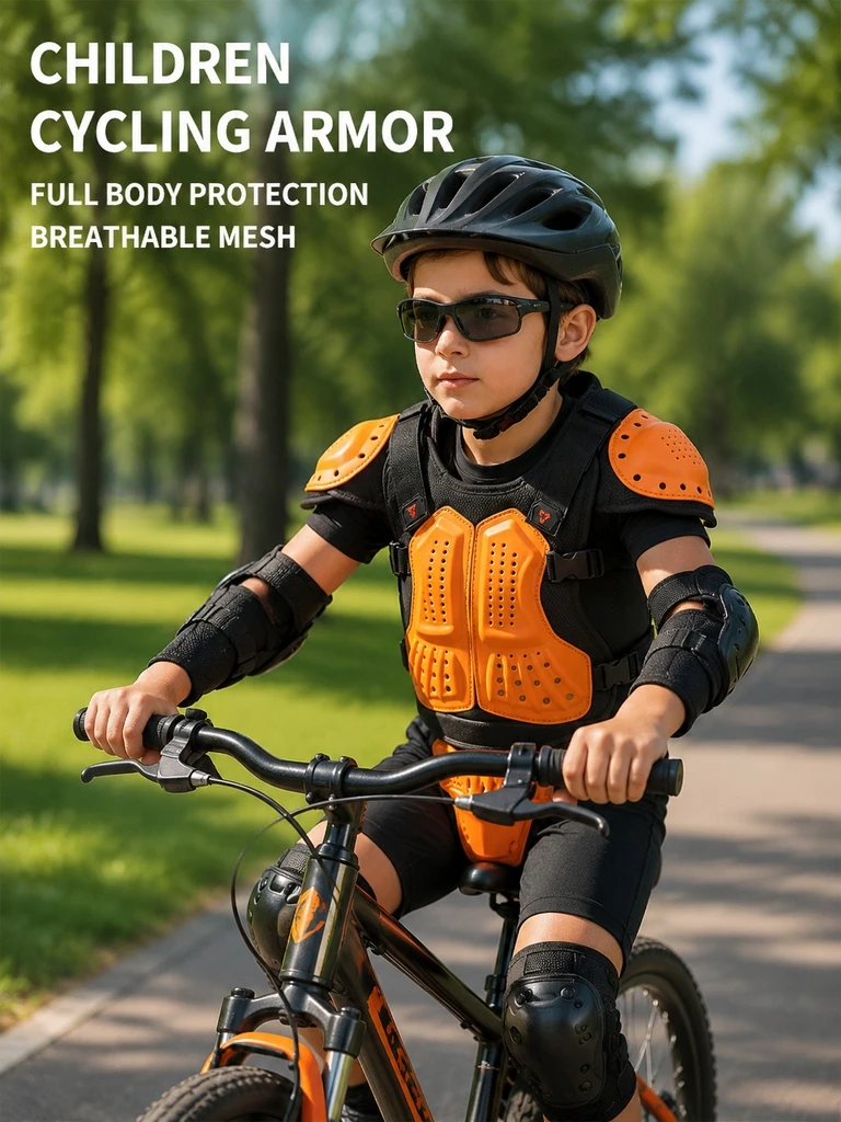 Kids Riding Protective Gear Set, Chest Armor Elbow Knee Pads for Children Motorcycle Bicycle Balance Bike Off‑Road Racing