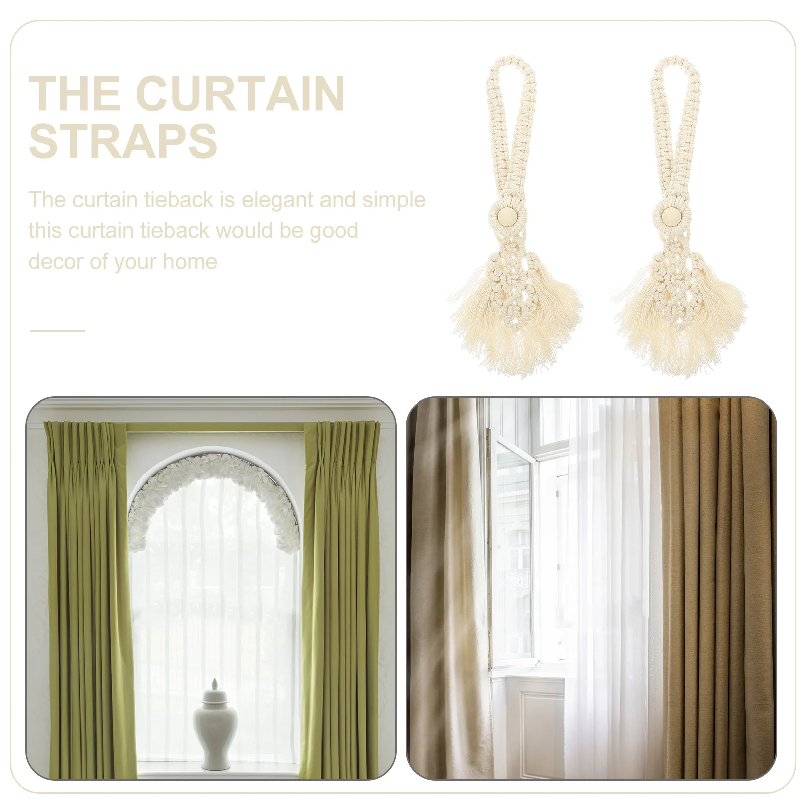 

2Pcs Curtain Tiebacks Elegant Simple Style Premium Material Long-Lasting Wear-Resistant for Home Hotel Window Decor Drapes