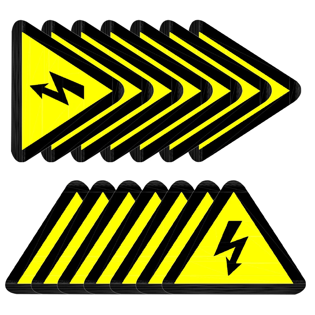 

15 Pcs Yellow Triangle Warning Stickers 50x50mm Safety Electrical Detachable Shocks Labels Home Office Use