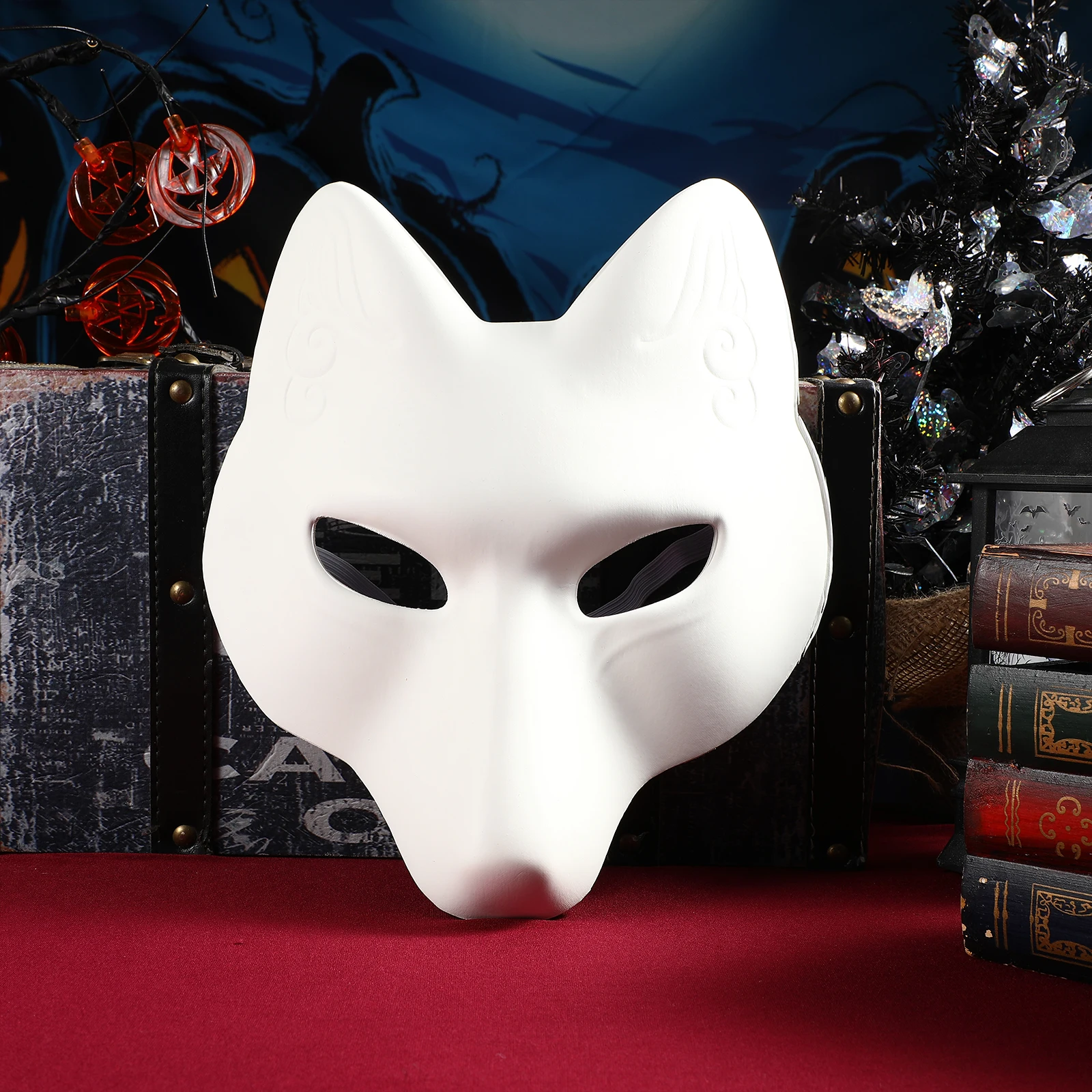 

Blank White Fox Mask Eva DIY Lightweight Durable Elastic Band for Halloween Party Masquerade Cosplay Dress Up Face Mask