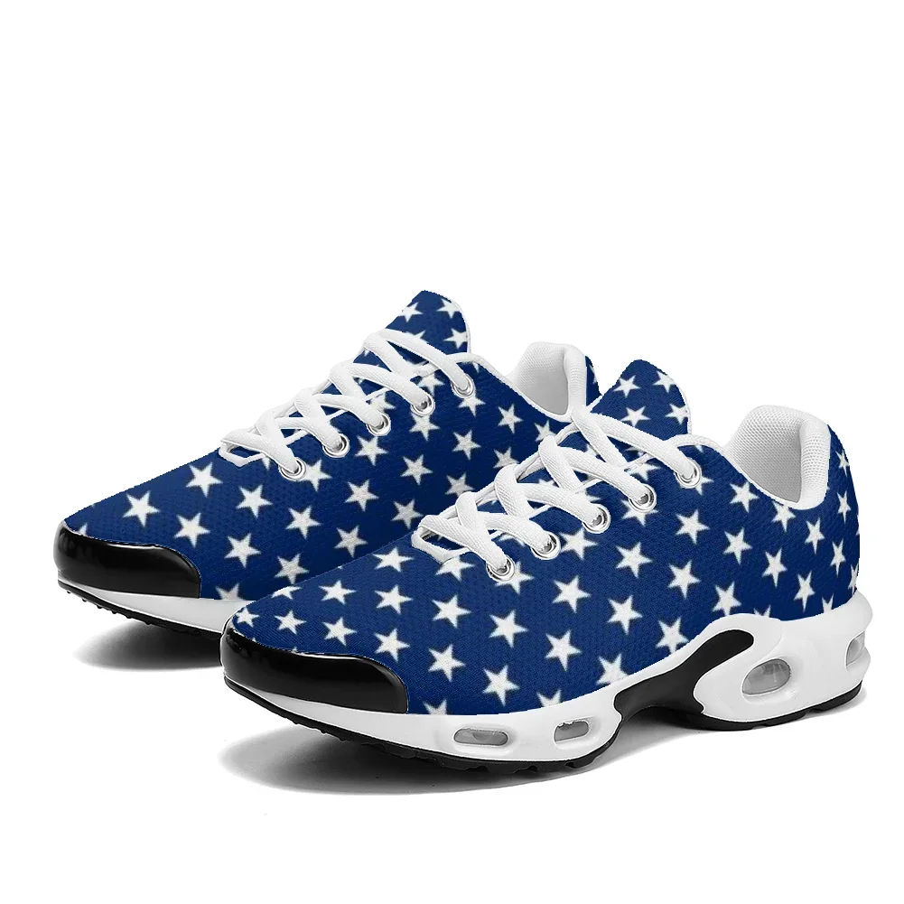 Blue and black Five-pointed star print casual air-cushioned shoes breathable mesh upper athletic sneakers for man and woman
