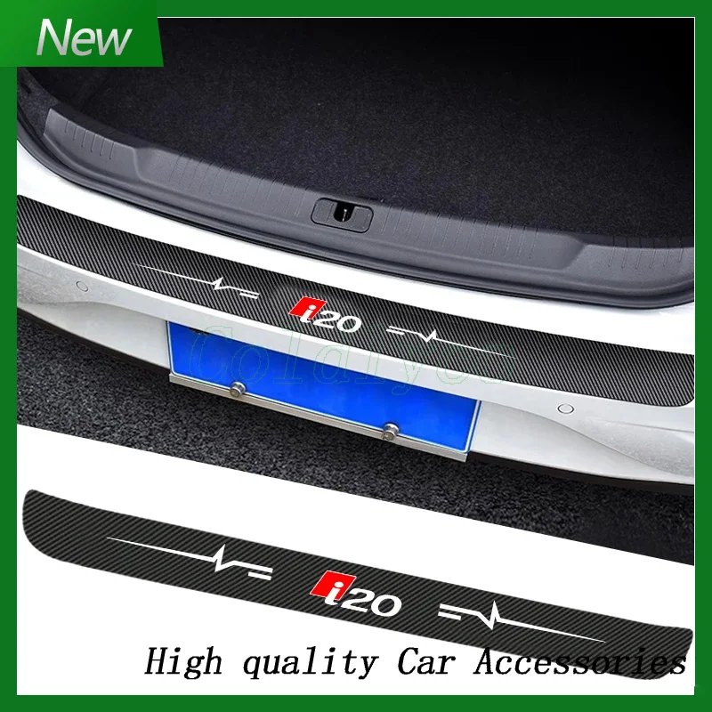 For IONIQ i10 i20 i30 i40 letter Carbon Fiber Car Doorsill Sticker Anti-scraping Waterproof Protective Film Accessories Trunk