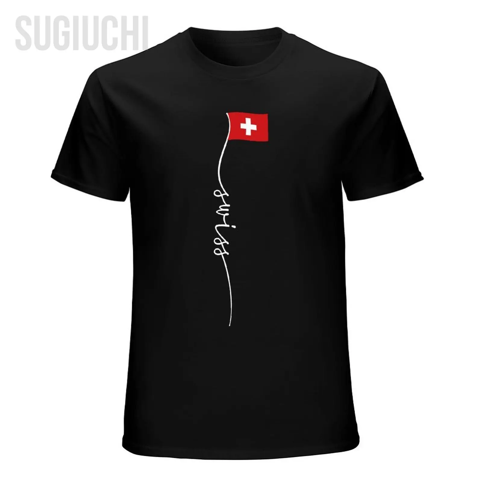 Unisex Men Switzerland Signature Swiss Flag Tshirt Tees O-neck T Shirts Women Boys 100% Cotton T-Shirt