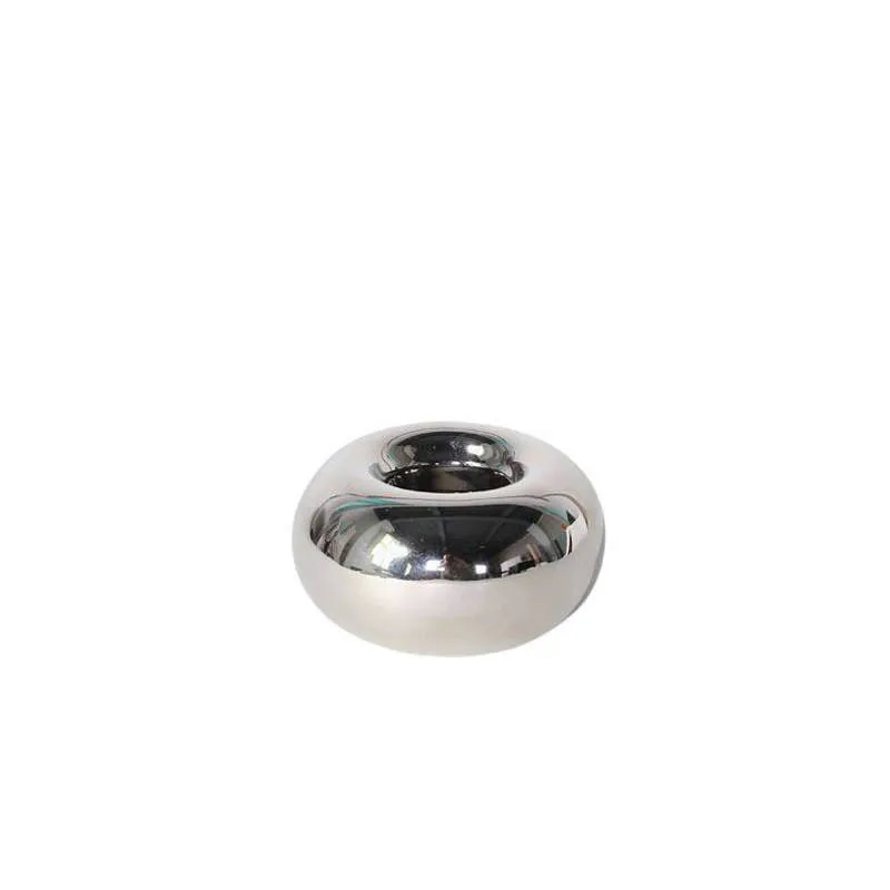 Silver Ceramic Candle Holder Round Doughnut Candlestick Scented Candle Stand Candle Stick Holder Home Decoration Accessories