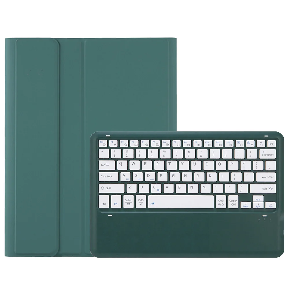 

A0N4 For Xiaomi Pad 5 Pro 12.4 (2022) Leather Tablet Cover with Bluetooth-compatible Keyboard - Dark Green