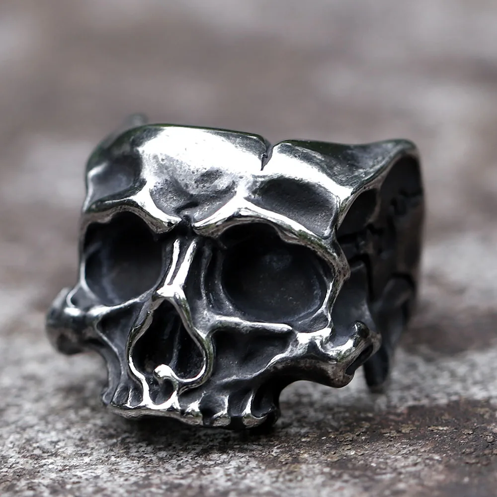 NEW Men\'s 316L stainless-steel rings retro Motorcyclist skull RING for teens gothic punk Jewelry Gift free shipping