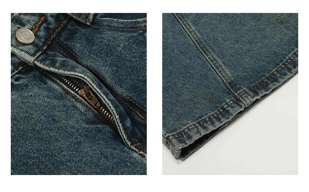 Gespleißte Jeans mit weitem Bein für Herren, gewaschen, Distressed, Retro, High Street, lockere Denim-Hose, Baggy-Hose für Herren – Detail 11