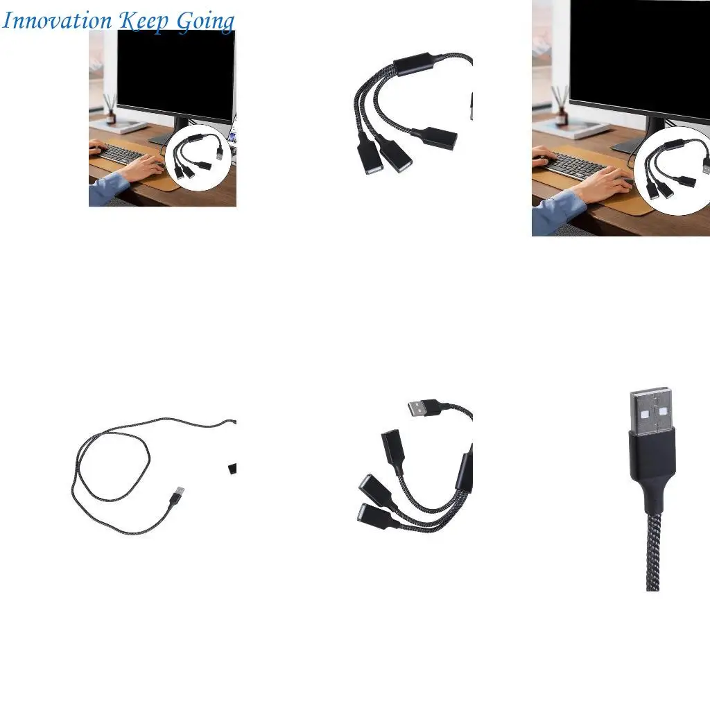 E65C Highly Speed USB2.0 Hub MultiSocket USB Splitter Cable for Seamlessly Connection of Multiple Peripherals Devices
