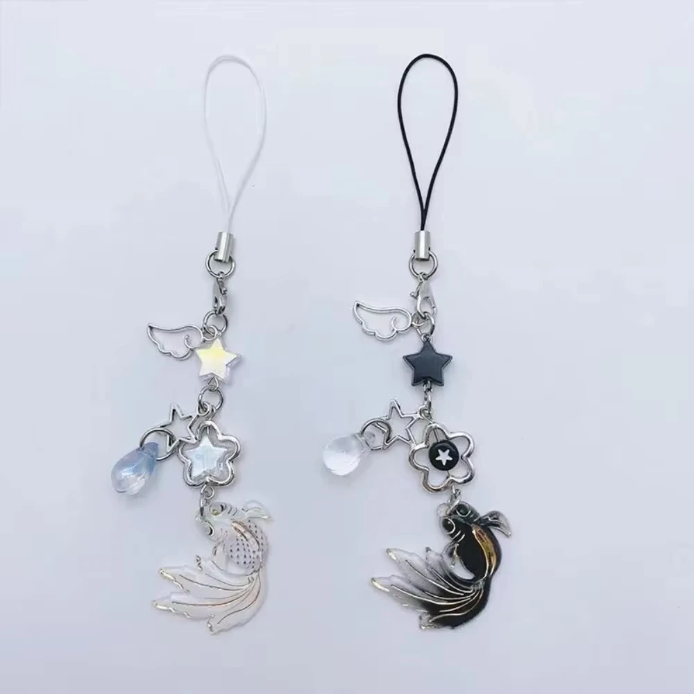 1PCS Koi Star Beads Y2K Girl Style Ocean Theme Keychain Handmade Little Fish Lucky Charm Phone Straps Lanyard Jewelry Giift