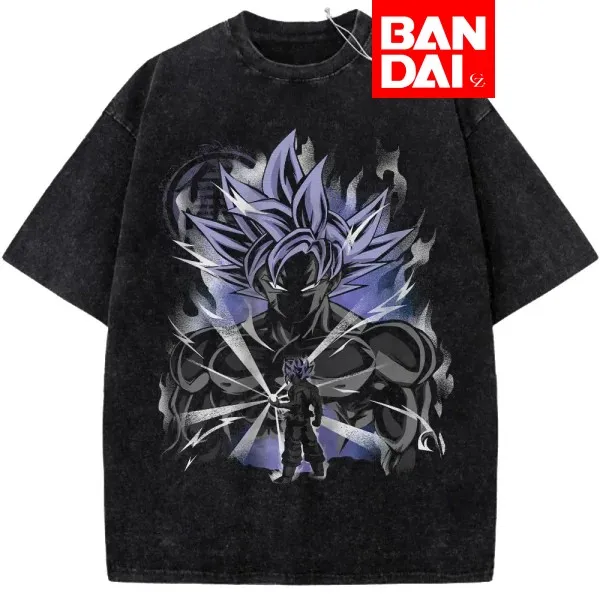 

Dragon Ball Super Goku Ultra Instinct Acid Wash Oversized Black TShirt 2026 Summer Anime Streetwear Graphic Tee