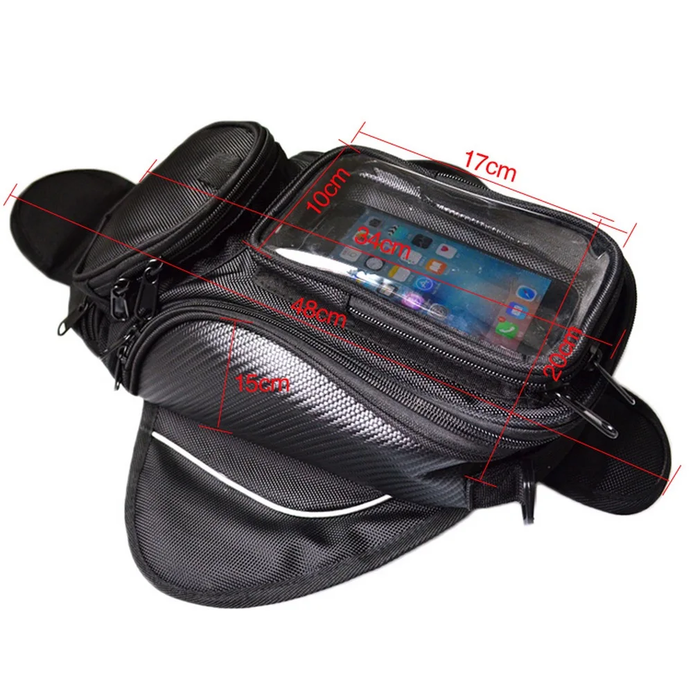 Waterproof Motorcycle Tank Bag with Big View Widow for Cell Phone Moto Luggage Bags Motorcycle Tail Bag with Belt Can Wearing