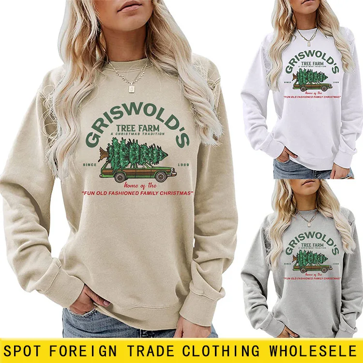 

Women's Sweatshirt Autumn Winter Female Thicken Christmas Tree Letter O-neck Long Sleeved Christmas Plus Size Women's Hoodie