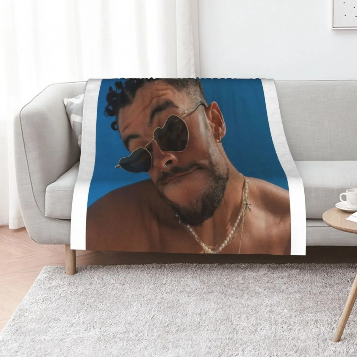 

Bad bunny Throw Blanket Foldable Soft Warm Blanket for Outdoor Use