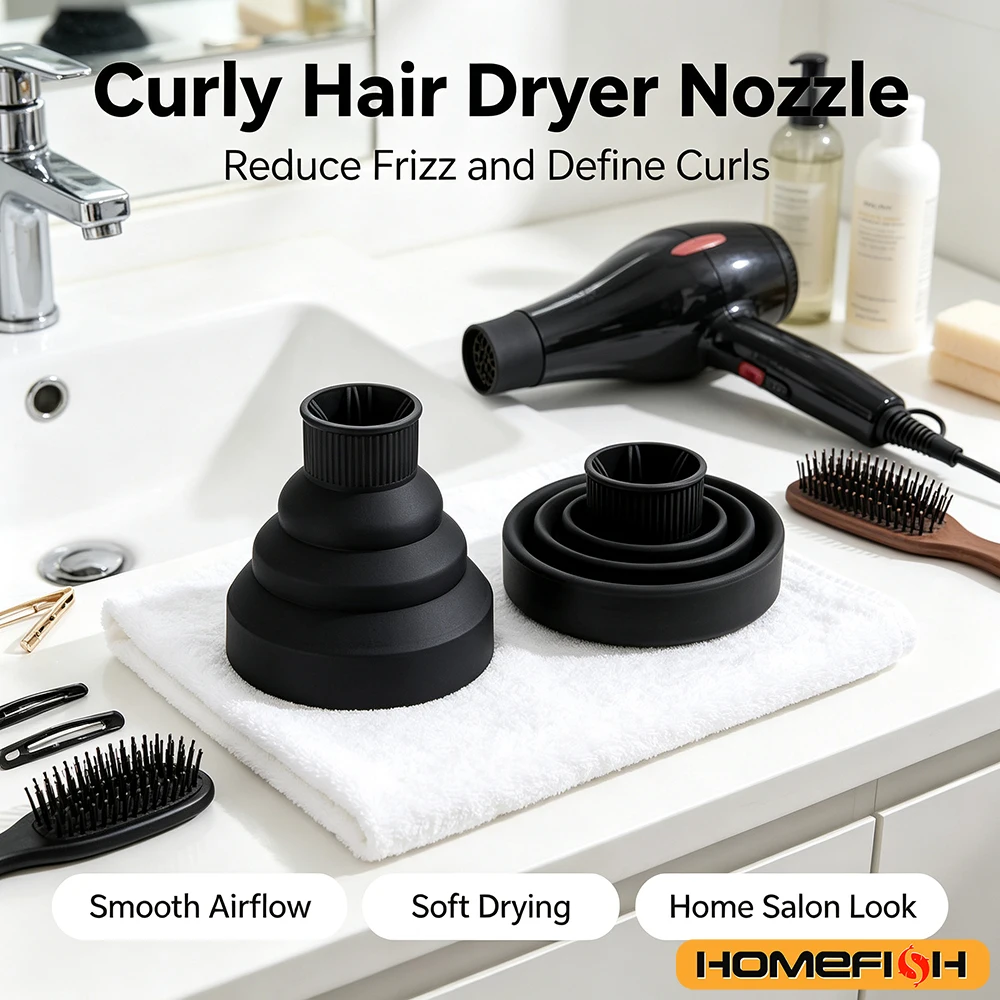 1Pc Silicone Hairdryer Diffuser Cover Foldable Temperature Resistant Hairdryer Curly Drying Blower Hair Styling Accessories