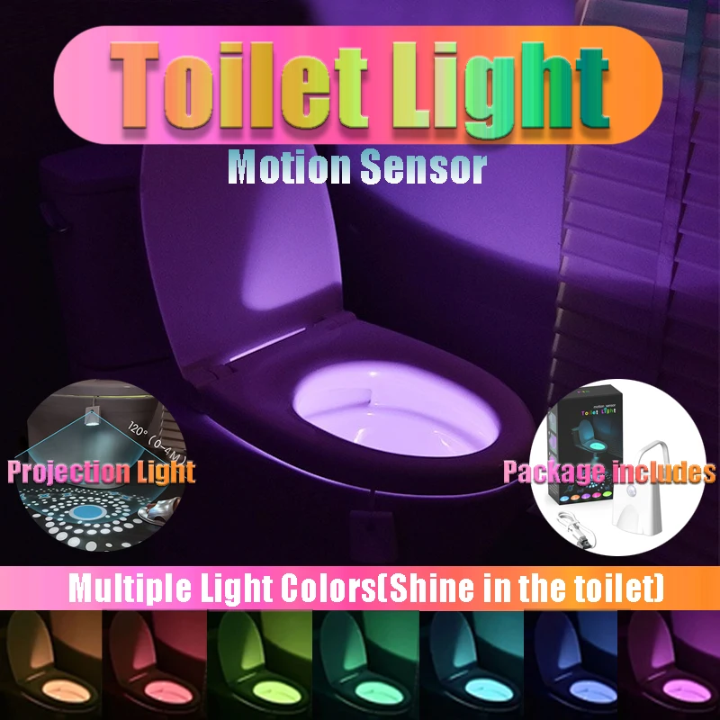 108 Colors Toilet Motion Sensor Light Backlight Smart Night Lights LED Rechargeable Dimming Lamp For Toilet Bowl Bathroom WC