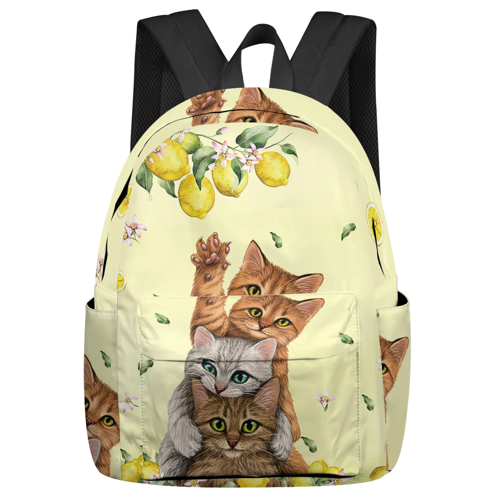 Summer Fruit Lemon Cat Feminina Backpacks Teenagers Student School Bags Laptop Custom Backpack Men Women Female Travel Mochila