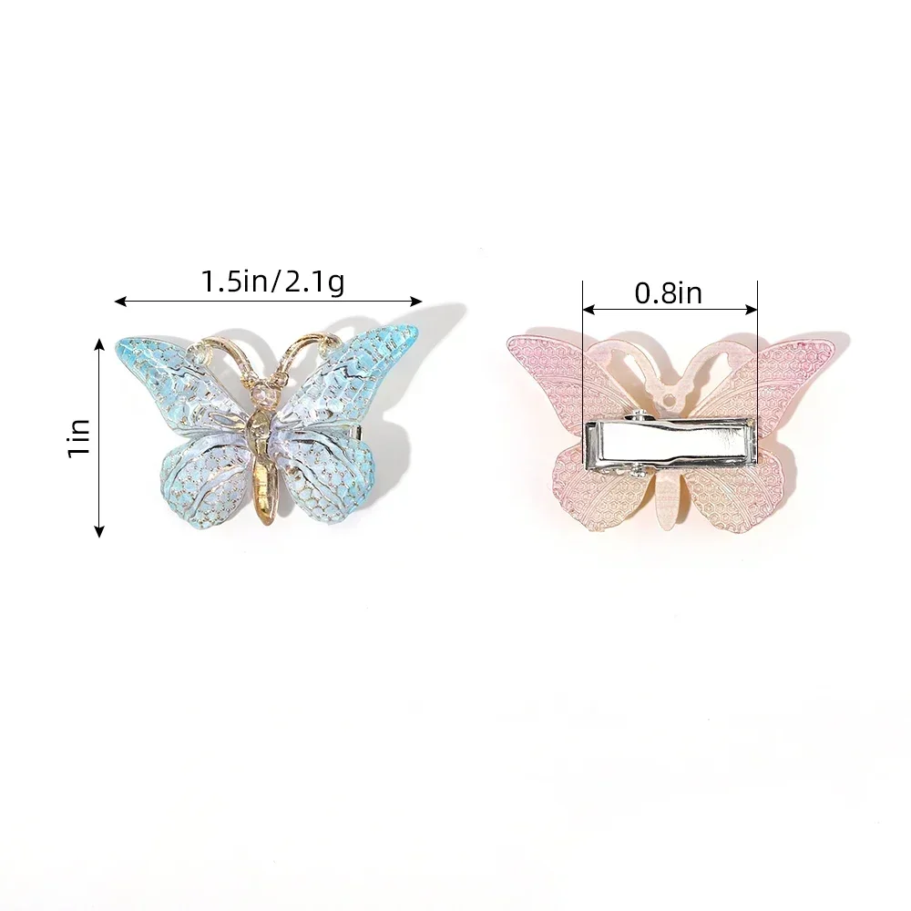 5PCS Sweet Macarons Gradient Color Cute Butterfly Kids Hairpins Children Headwear Princess Barrette Girls Hair Accessories