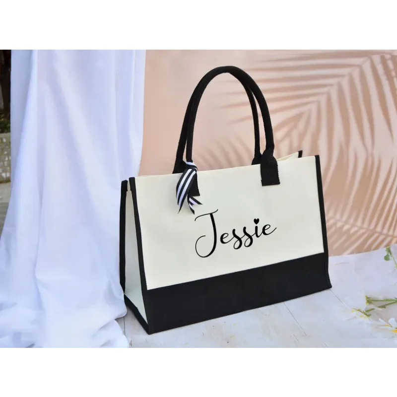 شخصية اسم الخيش وصيفه الشرف حمل حقيبة مخصصة حقيبة شاطئية هدية العازبة حفلة لصالح حمل حقيبة زفاف العروس ليكون هدية #6