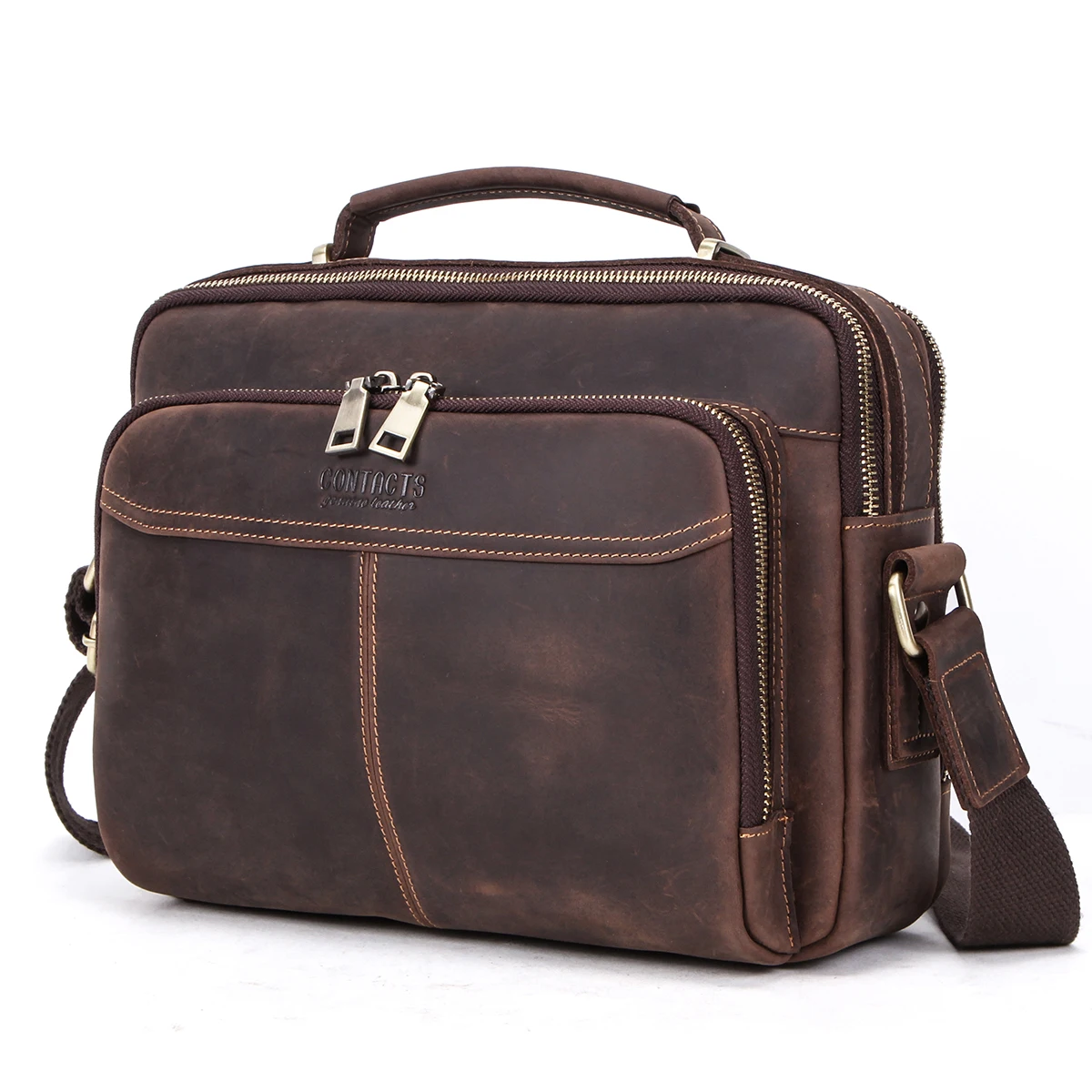 CONTACT'S Bag for Documents Briefcase Laptop Bag Crossbody Men Genuine Leather Men Handbag Tote Bag Office Men's Shoulder Bags