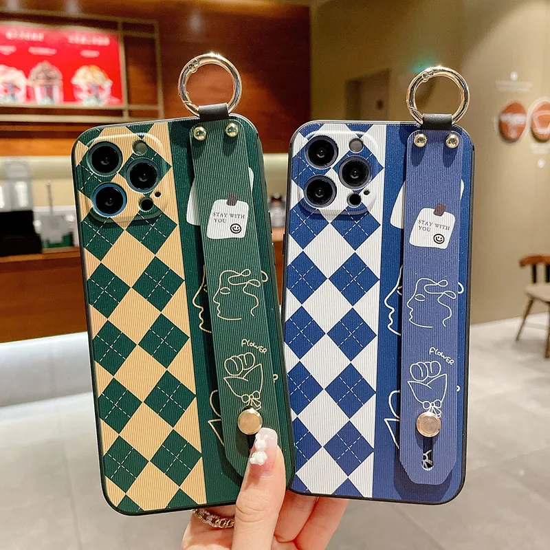 لينة بولي TPU شريط للرسغ الحال بالنسبة لسامسونج S24 S25 S23 S22 زائد الترا S21 S20 FE A55 54 35 15 52 53 73 25 شبكة يده غطاء الهاتف #5