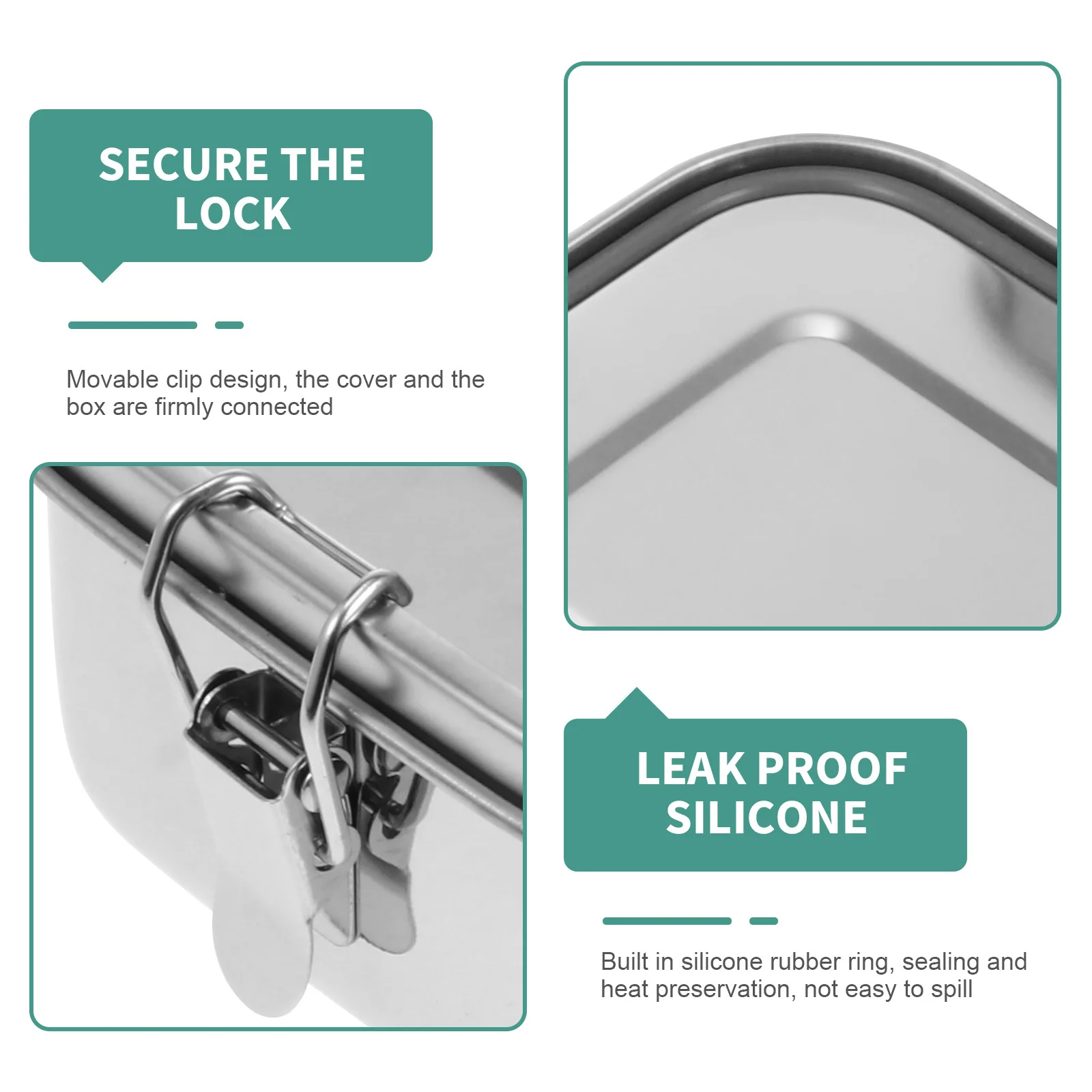 

Stainless Steel Bento Box Two-Grids Food Preservation Container Sealed Portable Lunch Box For Camping Students Lightweight Food