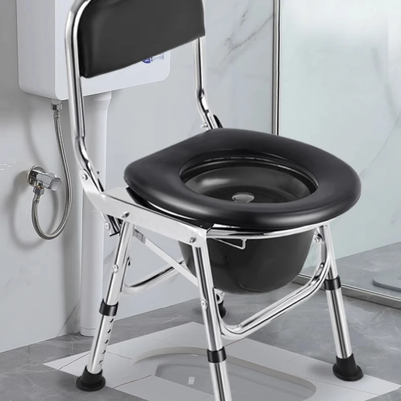 For Elderly Thickened Non-slip Commode Chair Portable Adult Toilet Booster Folding Toilet Household Solid Elderly Toilet Chairs