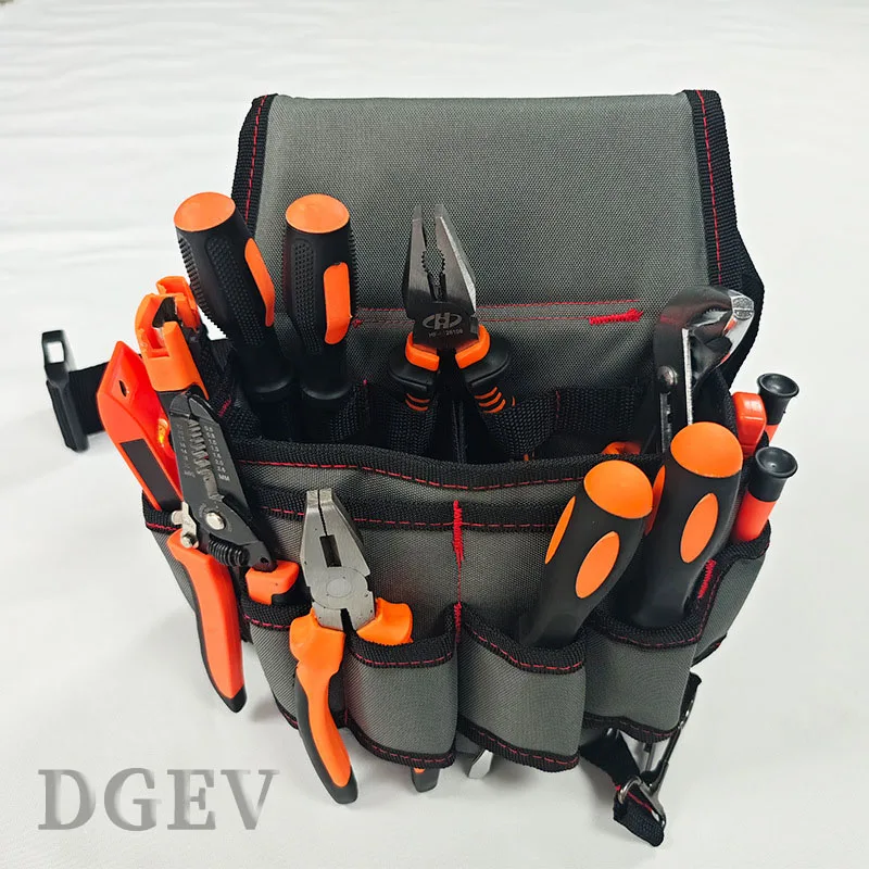DGEV Adjustable waist belt electrician tool bag; sturdy and durable waist pack; wrench; screwdriver; hardware tool bag.