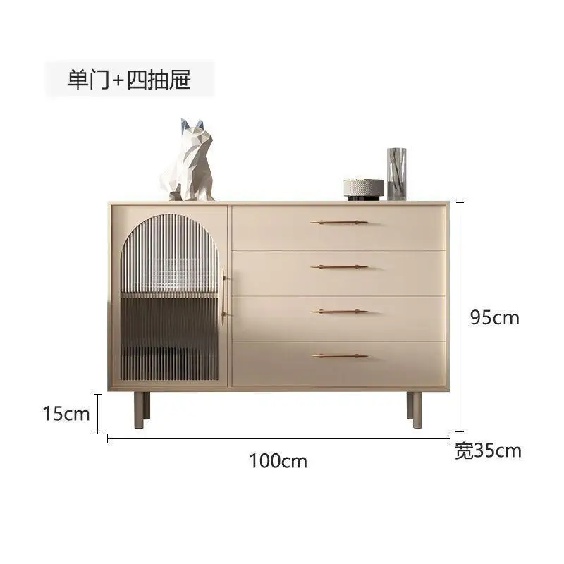 Light luxury creamy slate sideboard, storage chest of drawers, living room sideboard, pantry cabinet, storage cabinet, wall-to-w