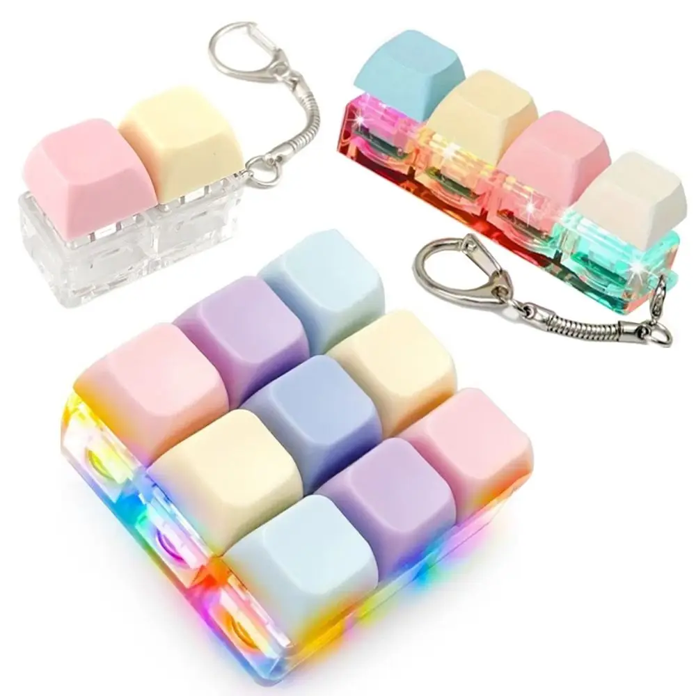 Neue DIY Tastatur Zappeln Schlüsselbund Keycap Relief Stress Finger Tastatur Kappe Bestehen Sie Die Zeit 2/4/9 Tasten Clicker Spielzeug Kinder
