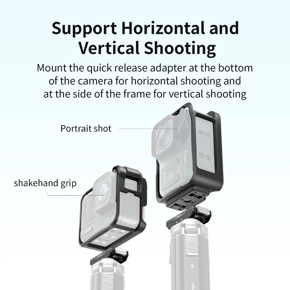 إطار حماية ABS أفقي عمودي سريع الإصدار قفص أرنب حامل الحذاء البارد لـ Insta360 Ace Pro 2/Ace Pro/Ace