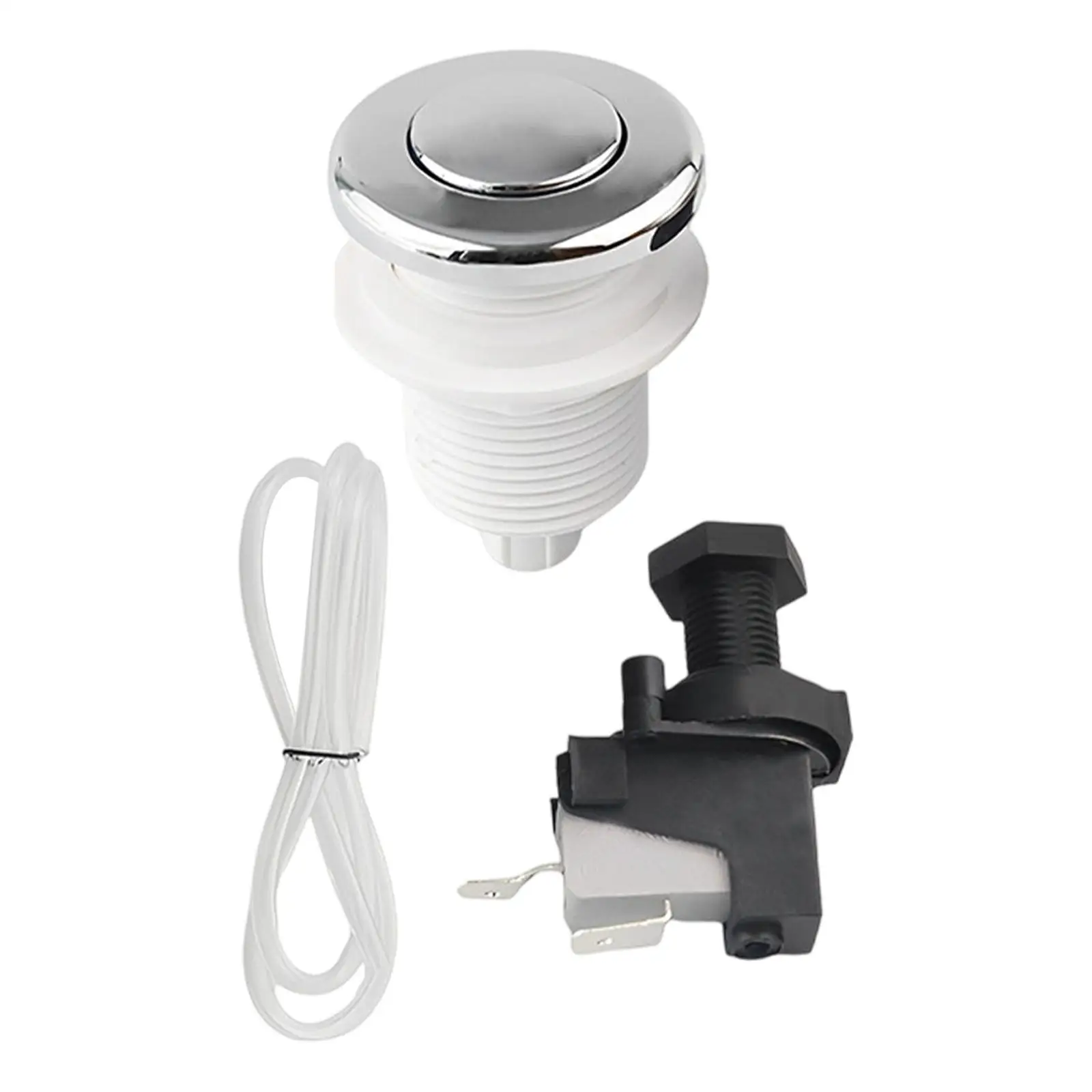 Air Button Switch, Self Locking Air Switch Button, Garbage Disposal Parts for Bathtub SPA with 1 Meter Hose, Air Switch
