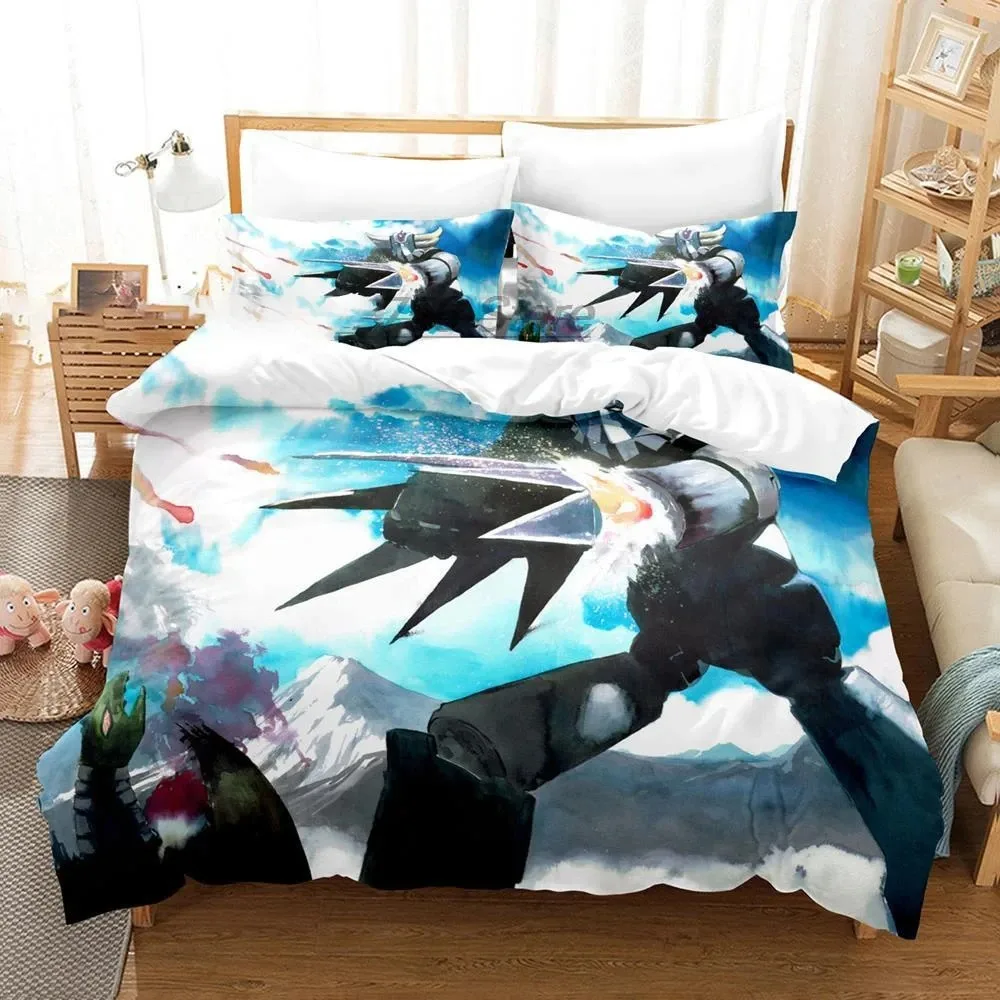 Cartoon Goldorak Grendizer UFO Robo Bedding Set Double Twin King Duvet Cover Comforter Pillowcase Boys Girls Adults Bedroom